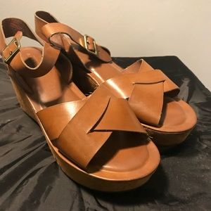 Arizona Tan wedge sandals